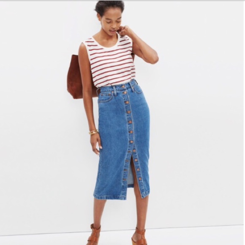 Madewell midi jean skirt